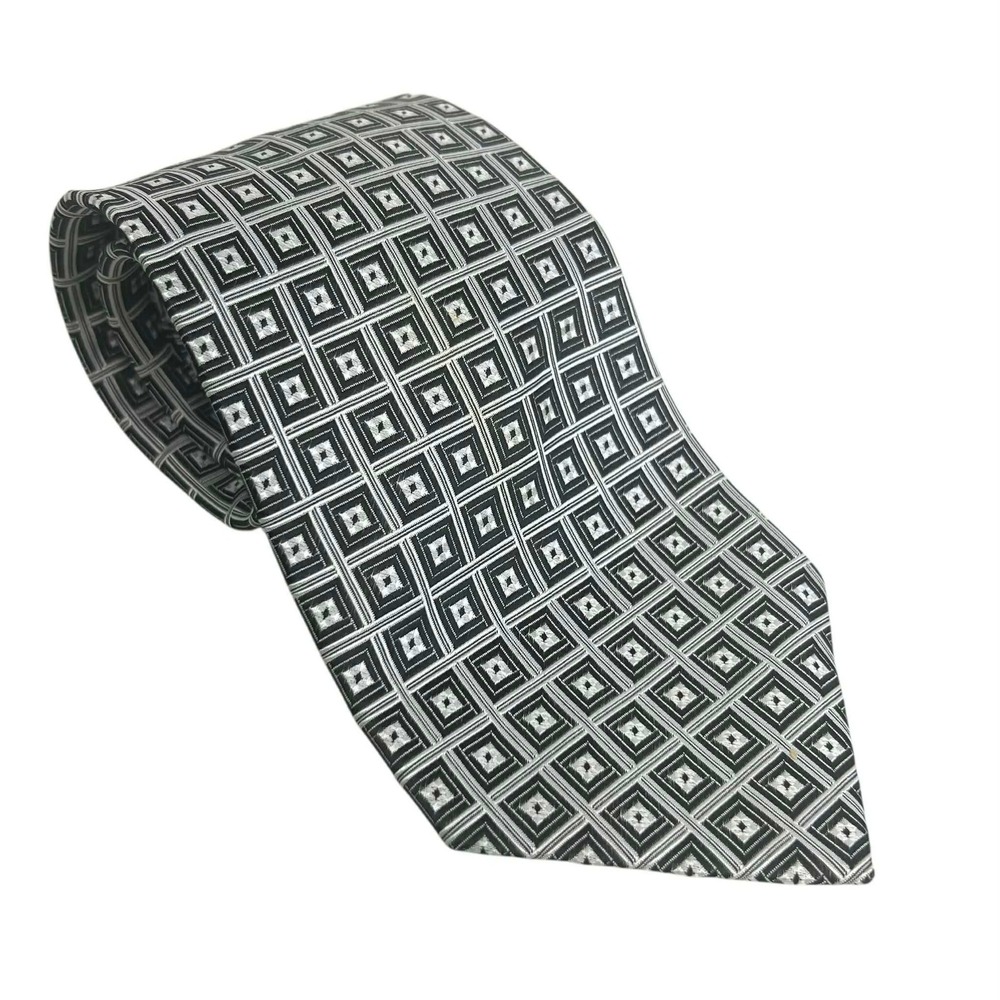 Pierre Cardin‎ Geometric Pattern Silk Tie Black White Men's Formal Accessory